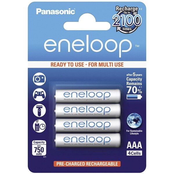 Panasonic Eneloop BK-4MCCE Laddningsbara AAA-Batterier - 4-Pack