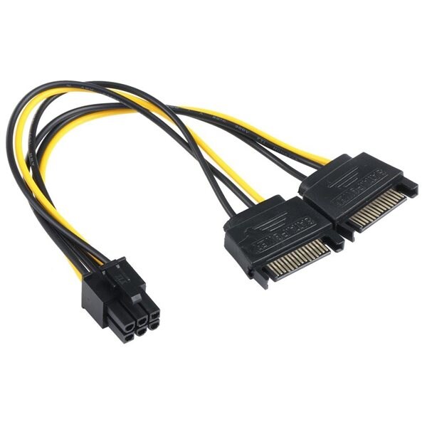 2 x SATA 15 Pin Hane till Grafikkort PCI-e PCIE 6 Pin hona strömkabel