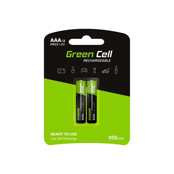 Green Cell 2x AAA HR03 Batterier 950mAh