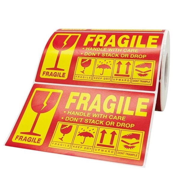 Fragile Stickers 127x76mm 300-pack