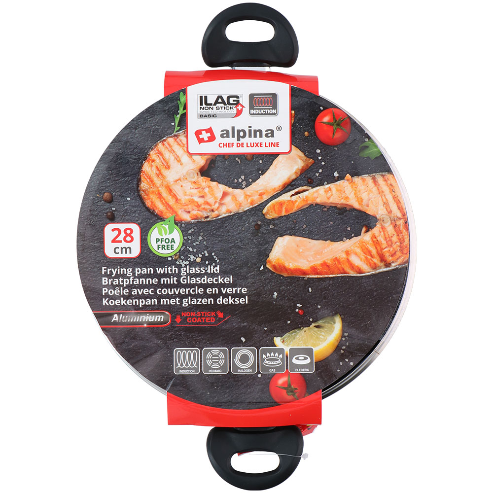 Alpina traktørpande 28 cm / stegepande med låg til alle kogeplader