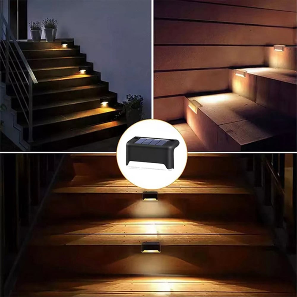 Solcellsbelysning för altantrappa 4-pack / soldrivna LED-lampor för altan och entré – Varmvit