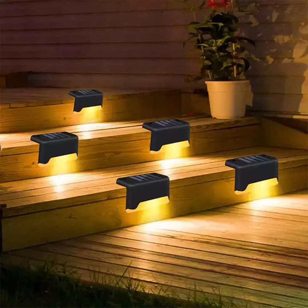 Solcellsbelysning för altantrappa 4-pack / soldrivna LED-lampor för altan och entré – Varmvit