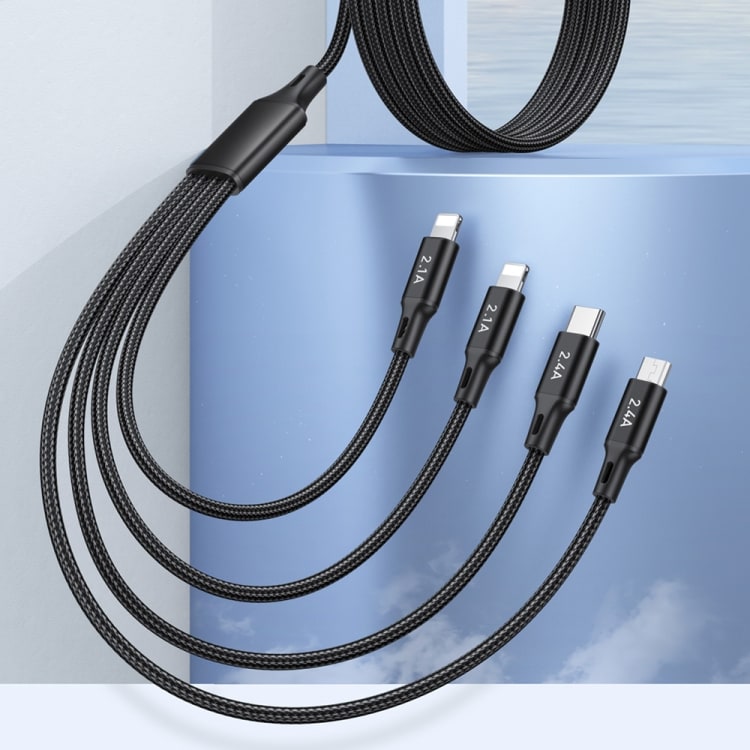 4-i-1 Laddningskabel - USB till USB-C, MicroUSB och 2 x Lightning