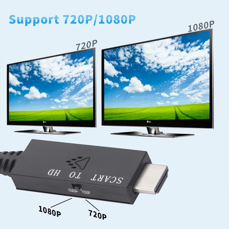 Scart till HDMI-omvandlare med stöd för 720p och 1080p