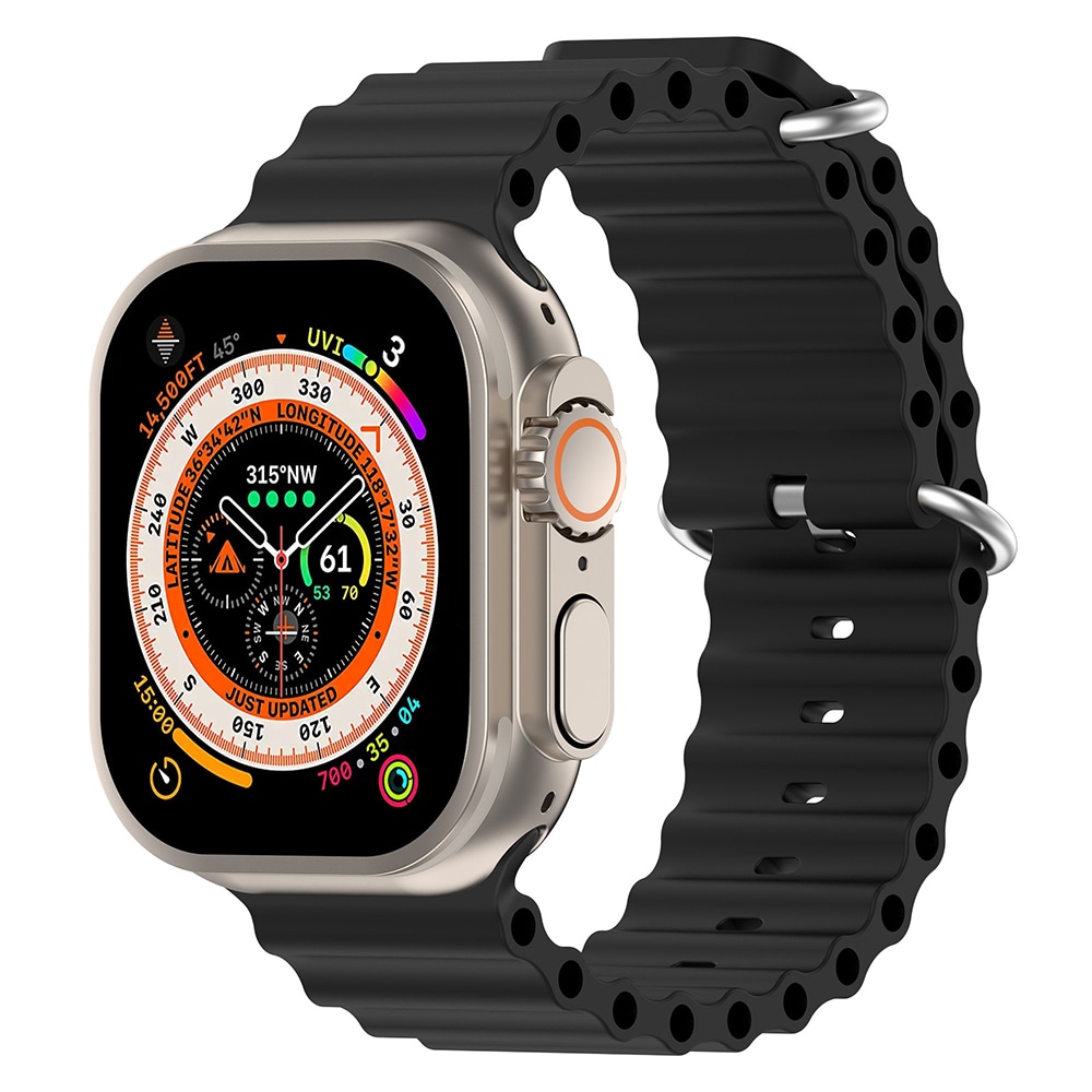 Silikonarmband Havsband till Apple Watch Ultra - 42/44/45/49mm, Svart