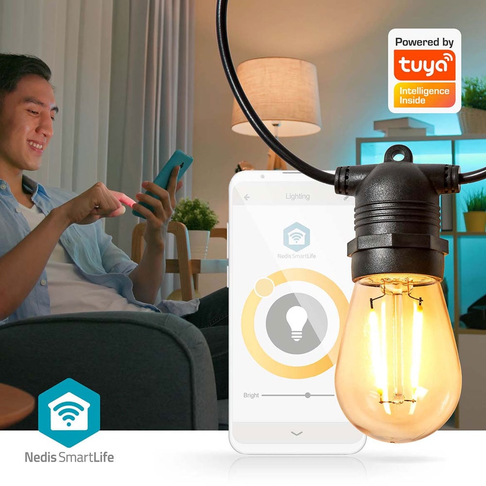 Nedis SmartLife Ljusslinga med 10 LED-lampor - Wi-Fi, 9m, varmvit