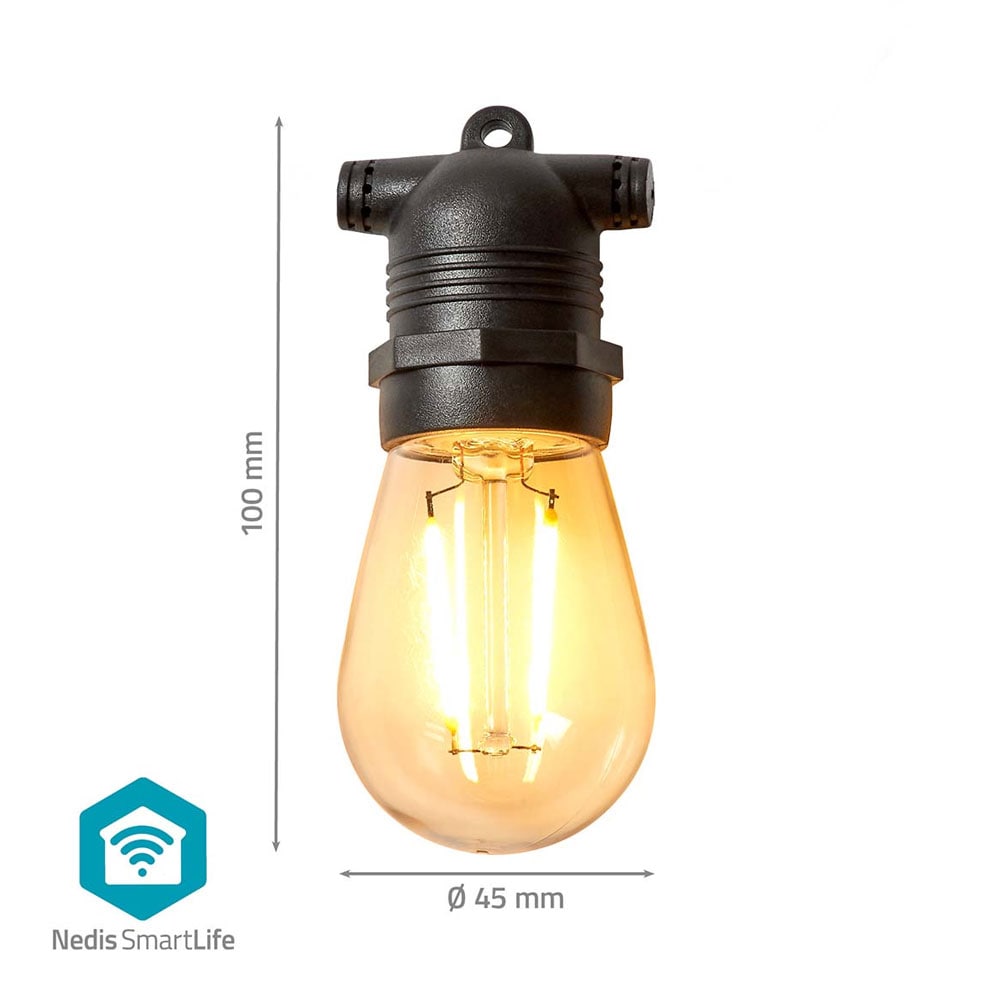 Nedis SmartLife Ljusslinga med 10 LED-lampor - Wi-Fi, 9m, varmvit