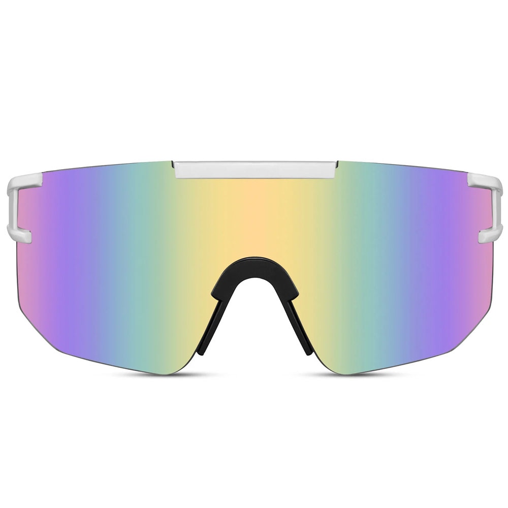 Sportglasögon med spegelglas- Vit/Regnbåge