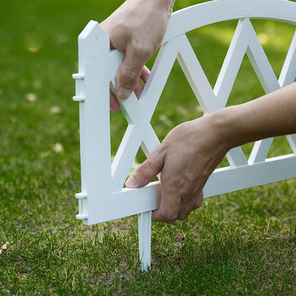 Lågt staket till rabatt - Vit 4-Pack