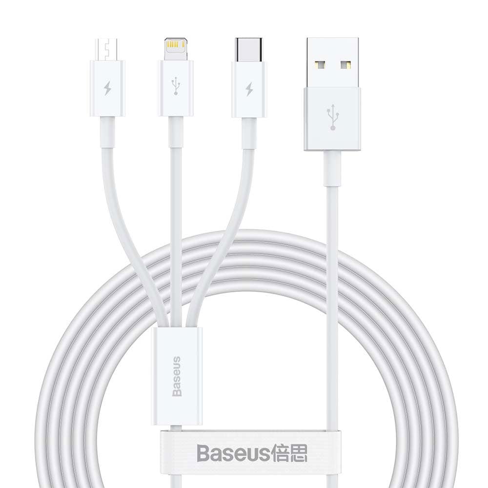 Baseus 3-i-1-laddkabel USB - Lightning + USB-C + microUSB 1,5 m 3,5A