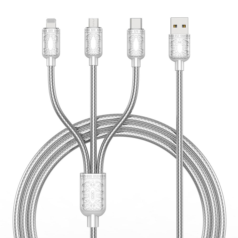 XO 3-i-1 laddkabel - USB-C / microUSB / lightning