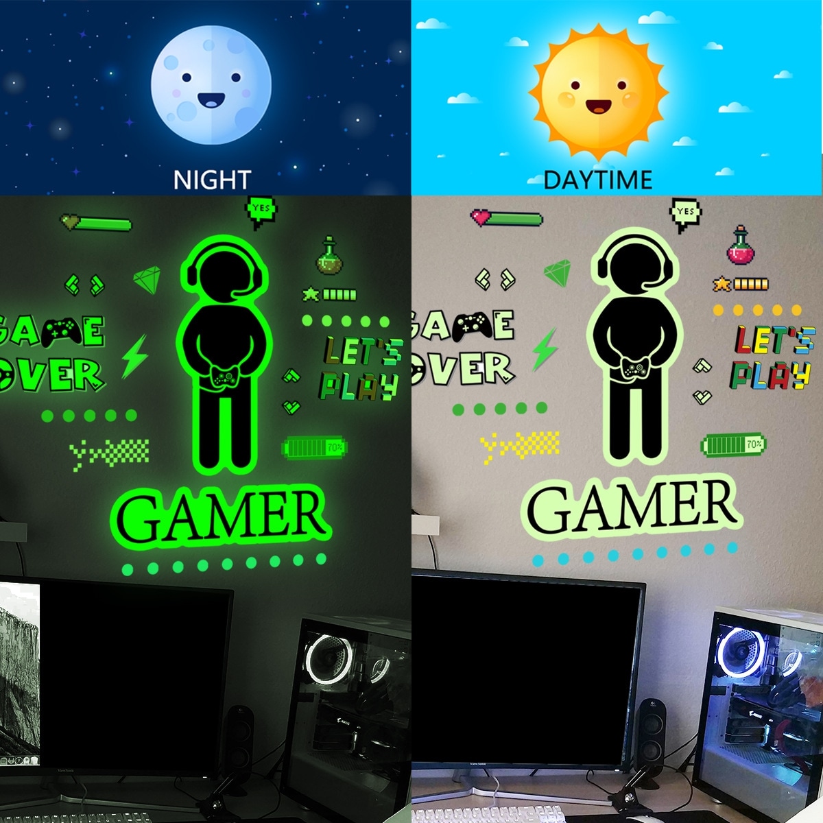 Självlysande stickers för Gamers