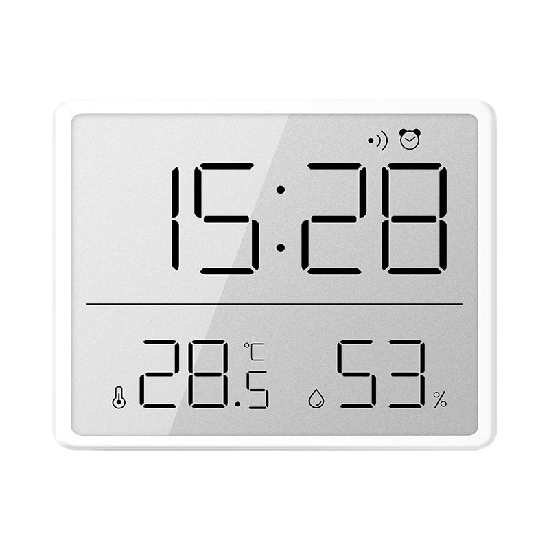 Digital Barometer med klocka för väggen - Silver