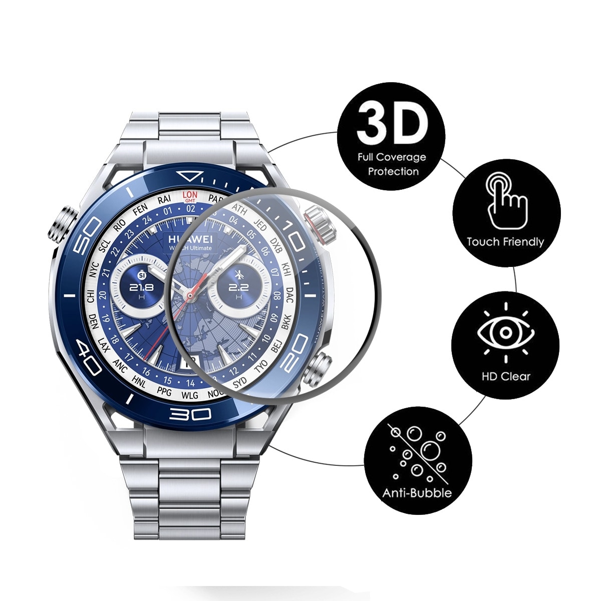 Skärmskydd 3D Huawei Watch Ultimate 2-pack