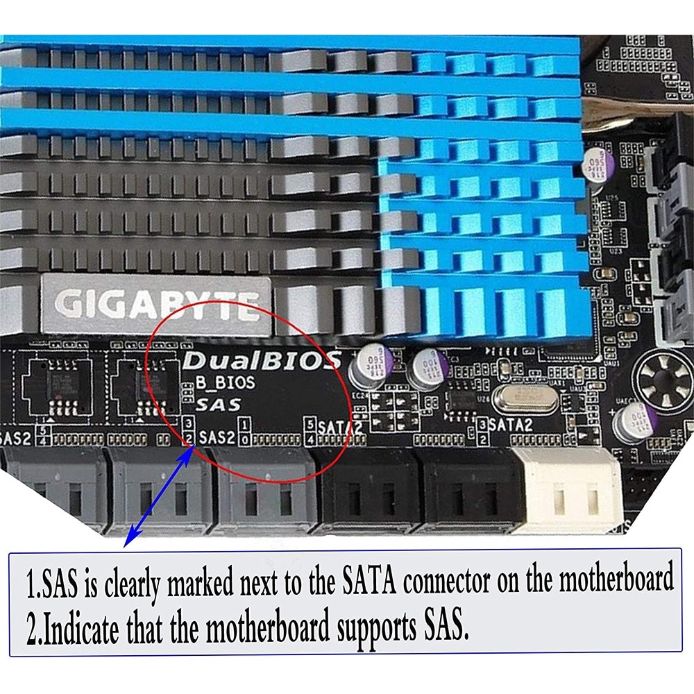 SAS 22 Pin till 7 Pin + 15 Pin SATA Adapter