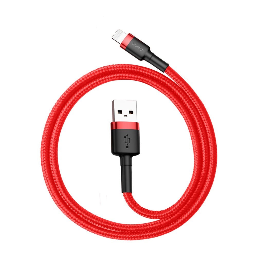 Baseus Cafule USB till Lightning-kabel 0,5m - Flätad Röd