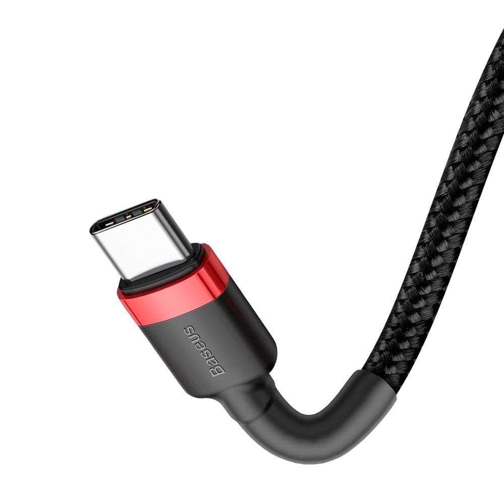 Baseus Cafule USB-C till USB-C-kabel 1m - Flätad Svart/Röd