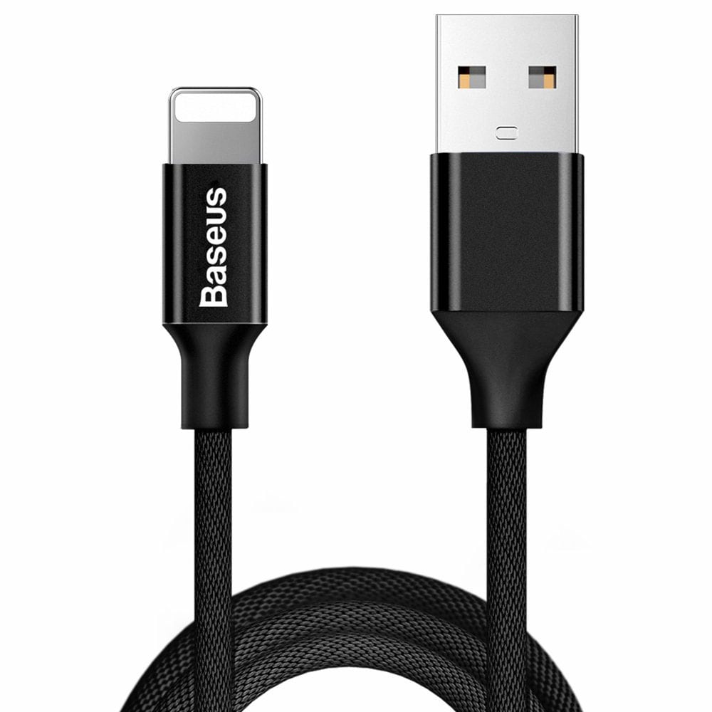 Baseus Yiven USB till Lightning-kabel 1,8m - Flätad Svart