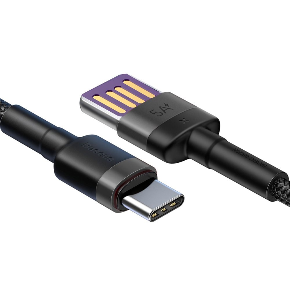 Baseus Cafule SuperCharge USB till USB-C-kabel 1m - Flätad Svart