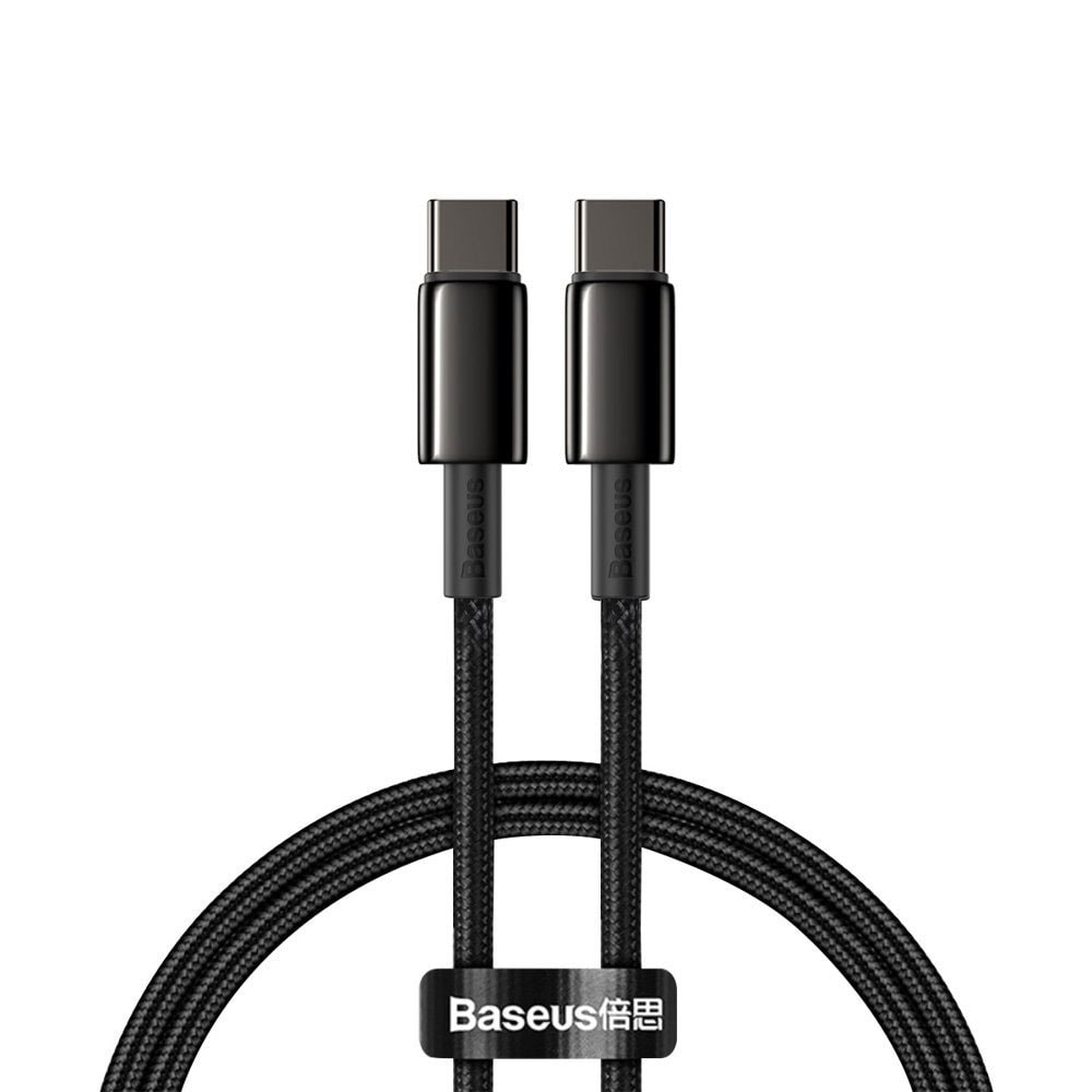 Baseus 100W USB-C till USB-C-kabel 1m - Flätad Svart