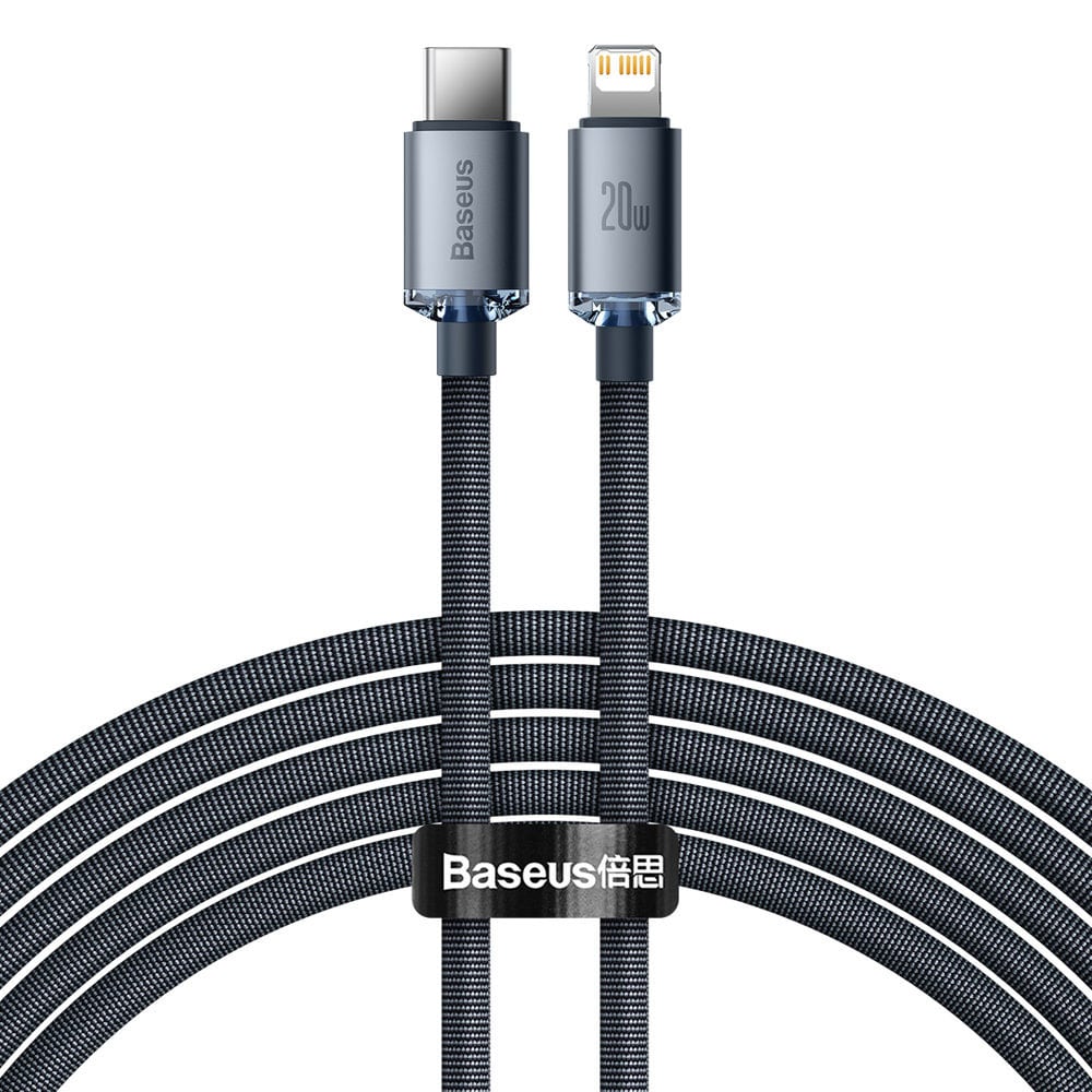 Baseus Crystal Shine USB-C till Lightning-kabel 20W 2m - Svart