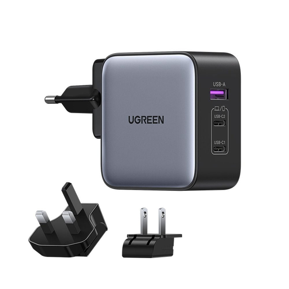 Ugreen 65W GaN USB-laddare 1xUSB 2xUSB-C med EU / UK / US adapter