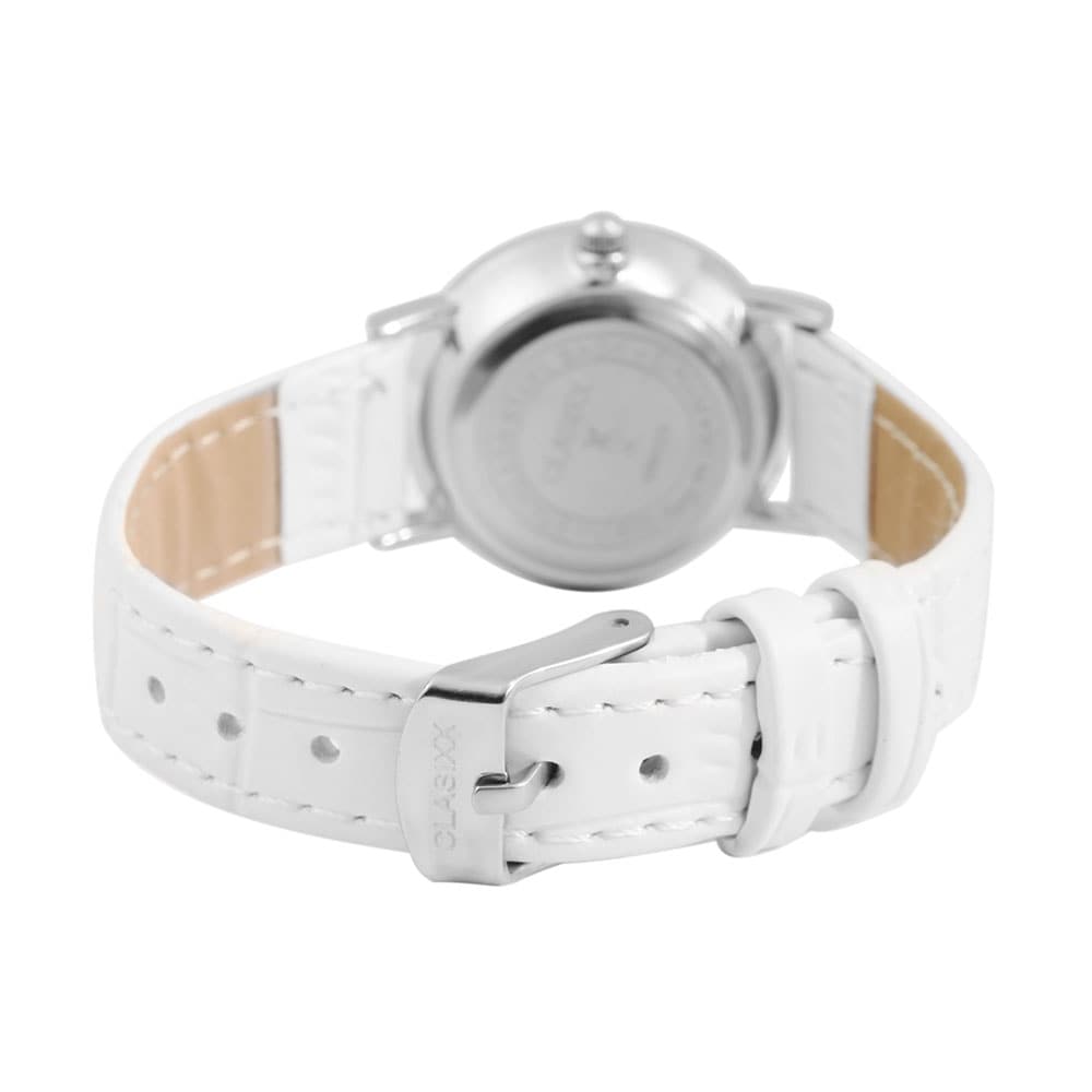 Clasixx damklocka med armband i konstläder - Vit