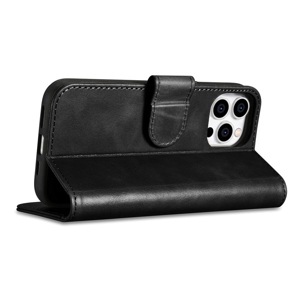 iCarer Läderfodral med RFID-skydd till iPhone 14 Pro Max - Svart