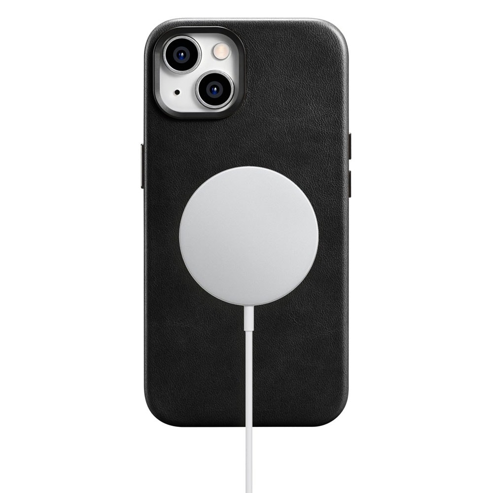 iCarer Läderskal med MagSafe till iPhone 14 - Svart