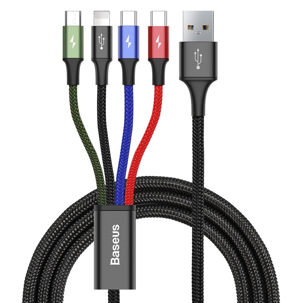 Baseus 4i1 USB-kabel till Lightning, 2x USB-C & microUSB 3.5A 1,2m