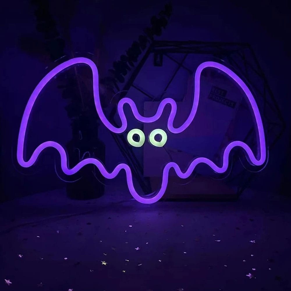Dekorativ Neon LED-Belysning Fladdermus - Lila