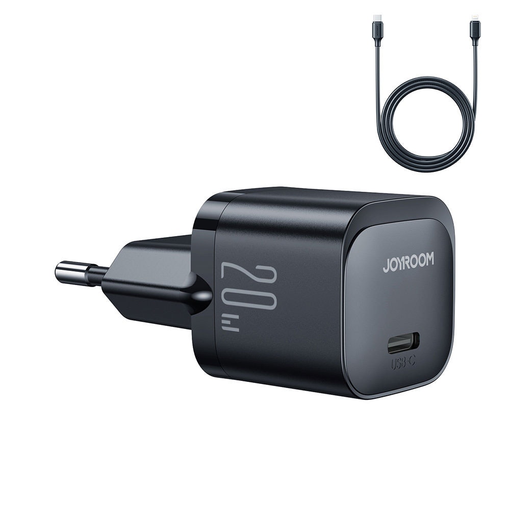 Joyroom USB-C-Laddare 20W PD med USB-C till Lightningkabel - Svart
