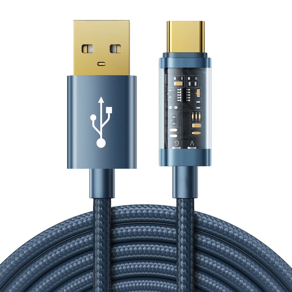 Joyroom Flätad USB-kabel USB till USB-C 3A 2m - Blå