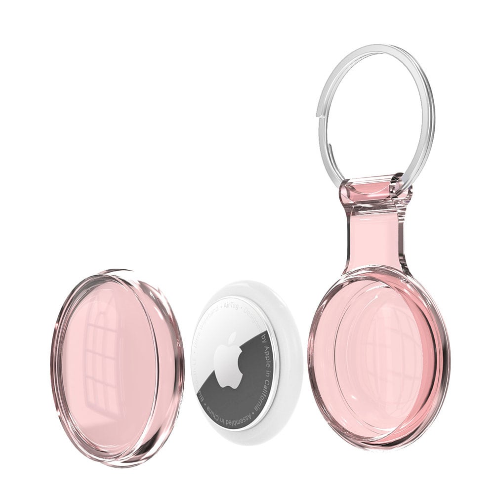 Vattentät Airtag-Hållare med nyckelring - Klar/Rosa