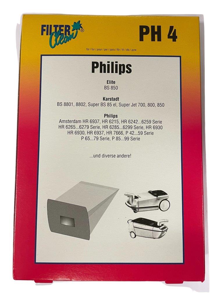 Dammsugarpåsar PH4 till Philips 6-pack