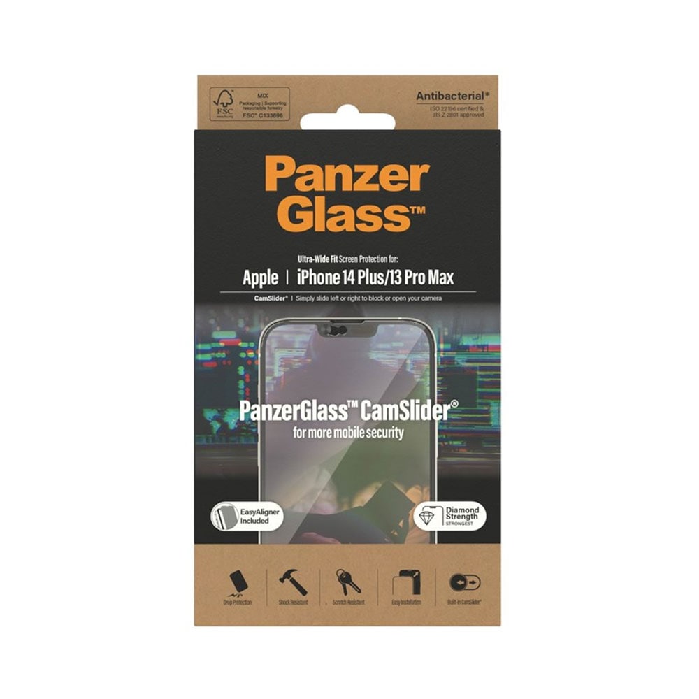 PanzerGlass CamSlider Screen Protector till iPhone 14 Plus / 13 Pro Max - Ultra-Wide Fit