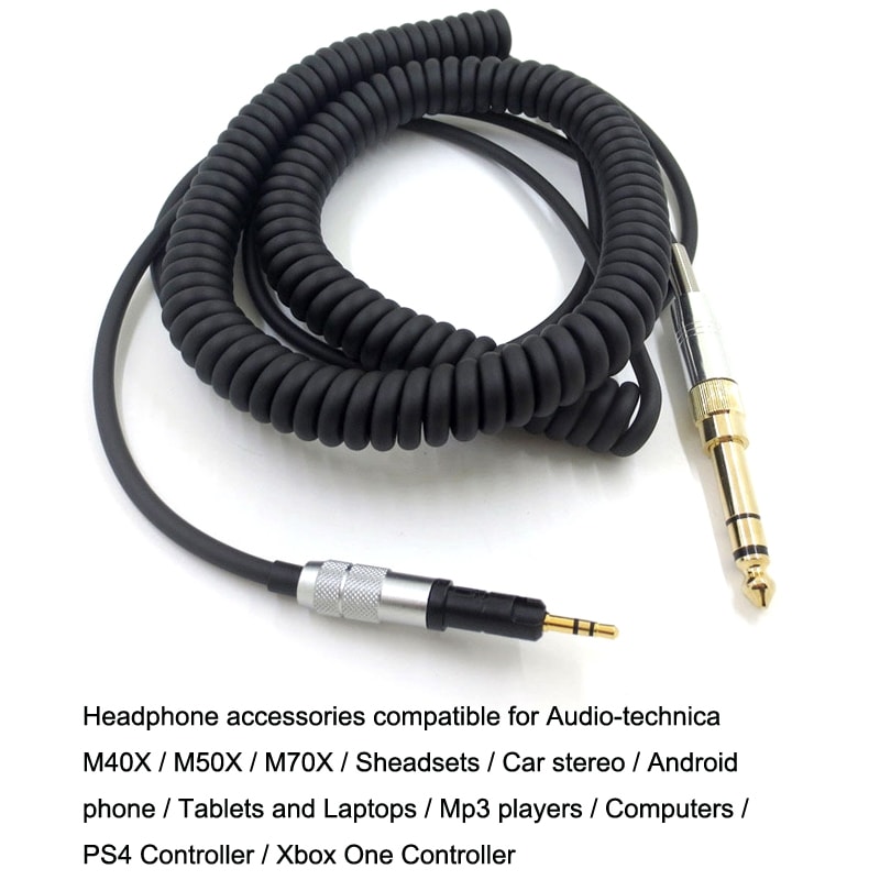 Ljudkabel till Audio Technica ATH-M50X / ATH-M40X 6,35+3,5mm till 2,5mm - 1,5-5m