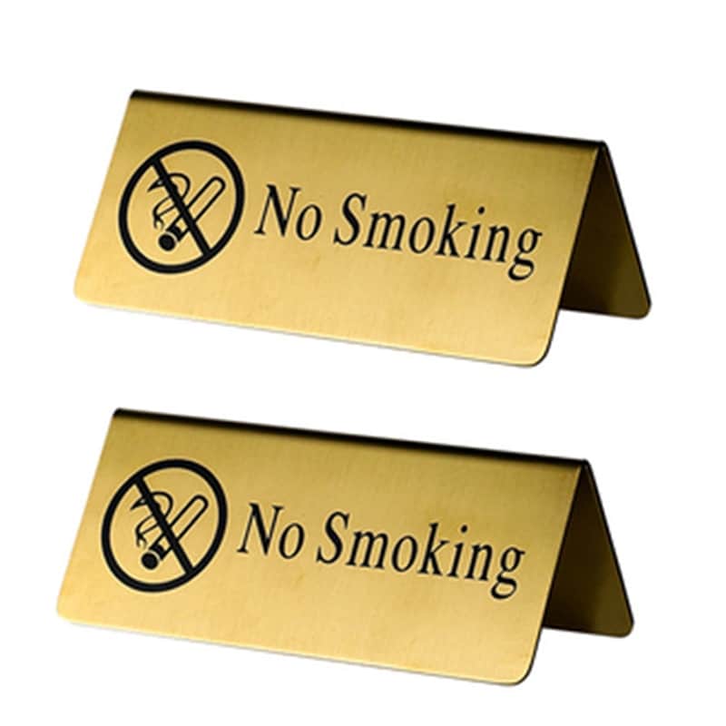 No-Smoking Skylt för bord / Bänk - Guld