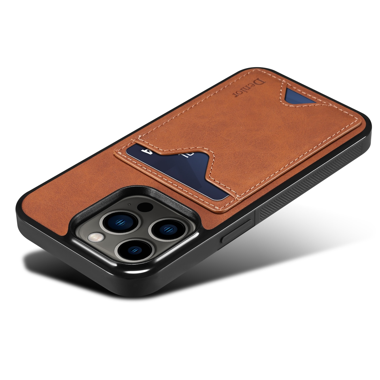 Konstläderskal med magsafe-Korthållare iPhone 15 Pro Max - Brun