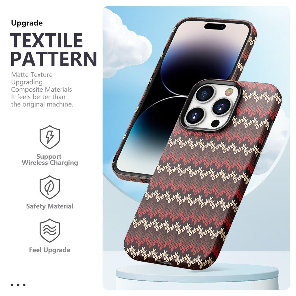 Tunt Bakskal till iPhone 15 Pro Max Textildesign - Röd