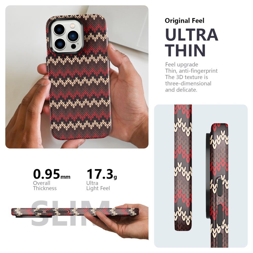 Tunt Bakskal till iPhone 14 Pro Max Textildesign - Röd