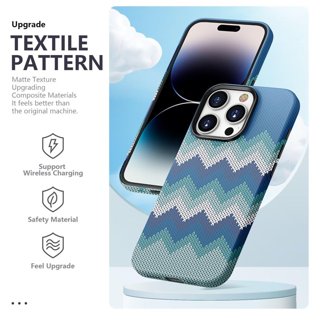 Tunt Bakskal till iPhone 14 Textildesign - Blå