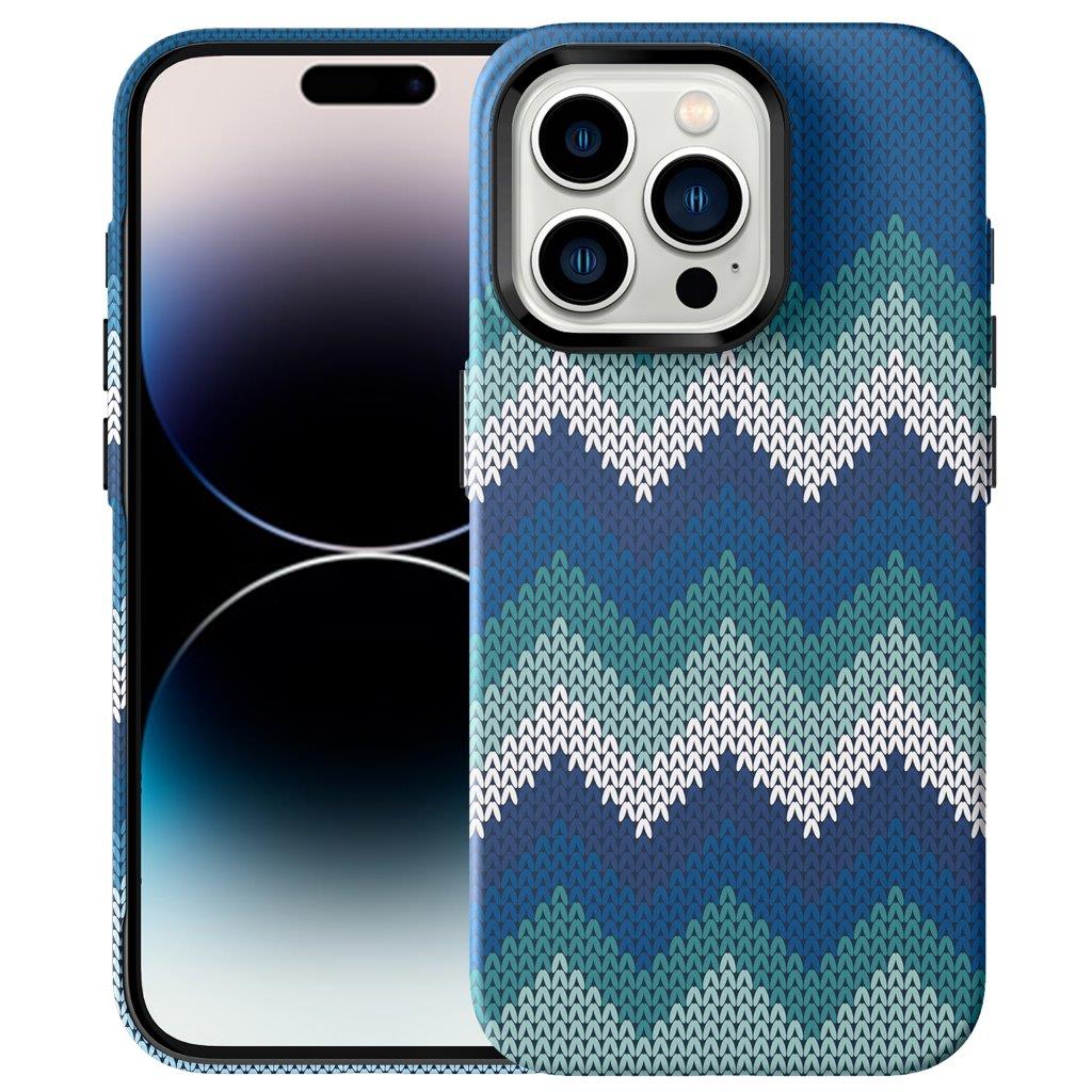 Tunt Bakskal till iPhone 14 Pro Max Textildesign - Blå