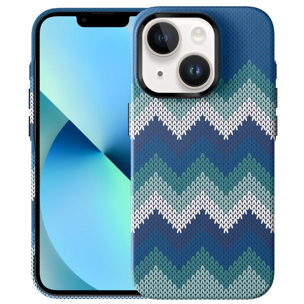 Tunt Bakskal till iPhone 13 Textildesign - Blå