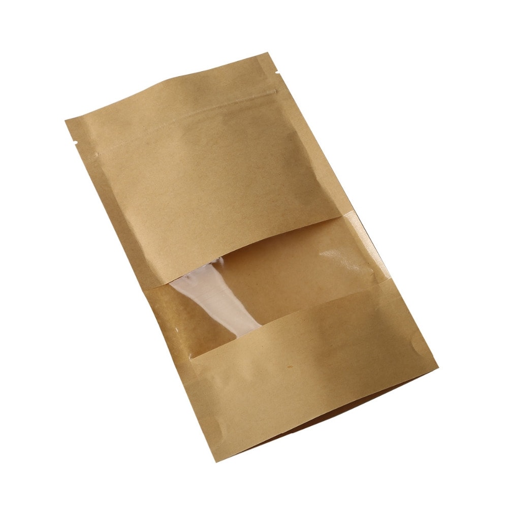 Packpåsar i papper med fönster och zippstängning 50-pack