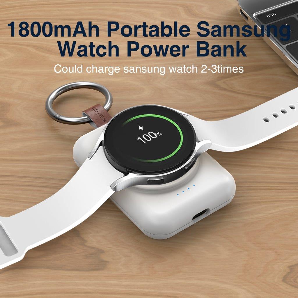 Laddare med powerbank 1800mAh till  Samsung Galaxy Watch - Vit