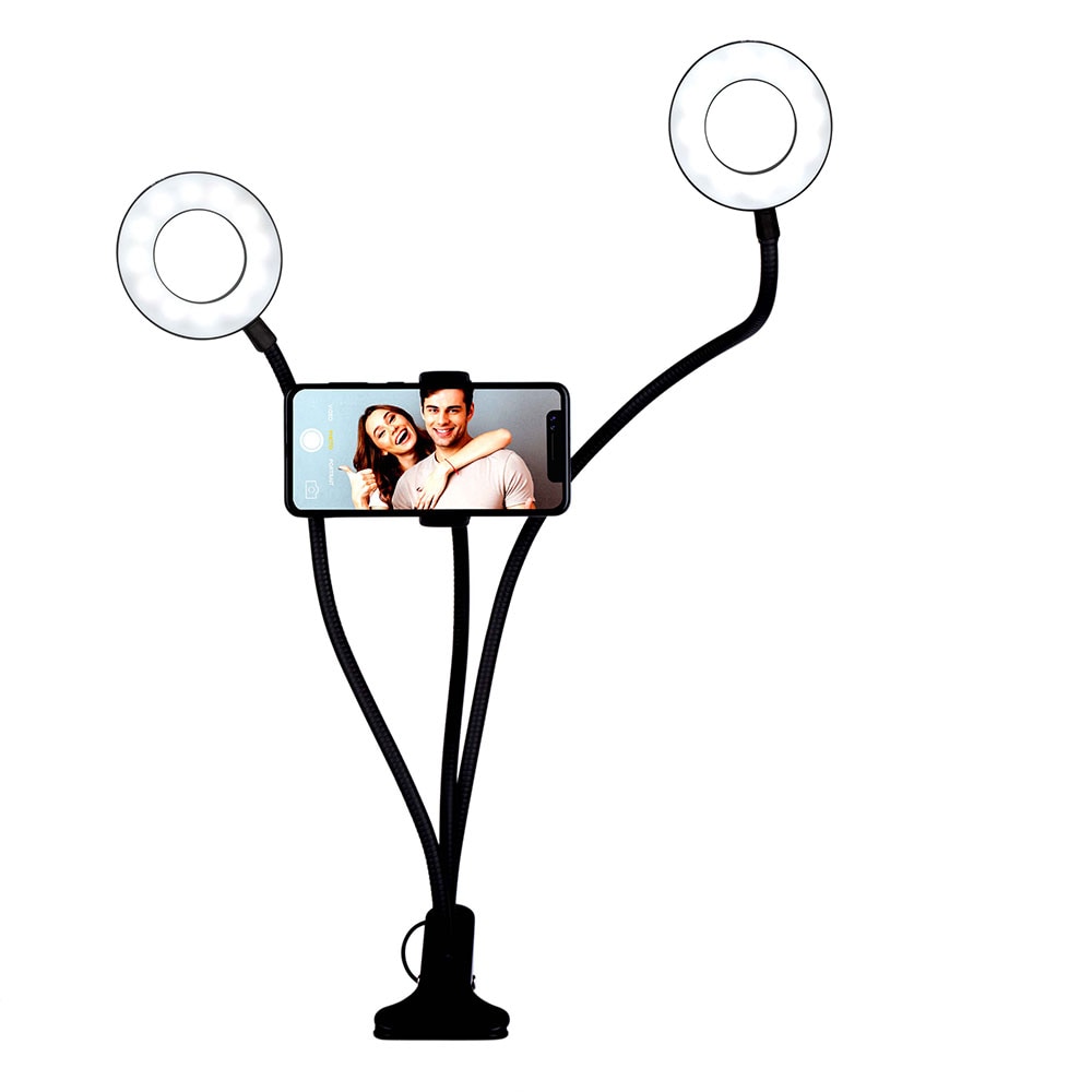 Grundig Dubbla LED Selfiering med bordsklämma