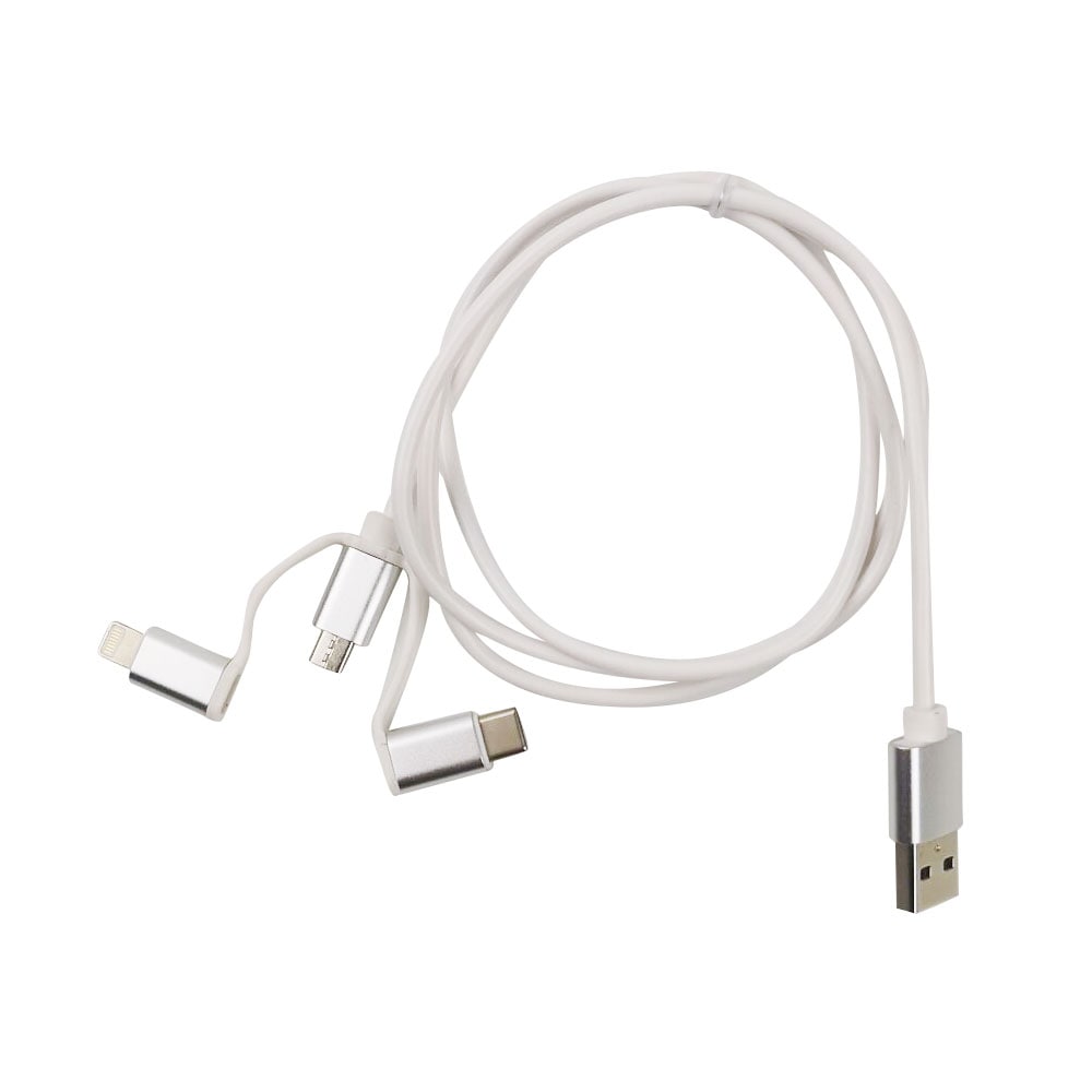 Moba 3-i-1 USB-kabel USB till MicroUSB, USB-C & Lightning 1m