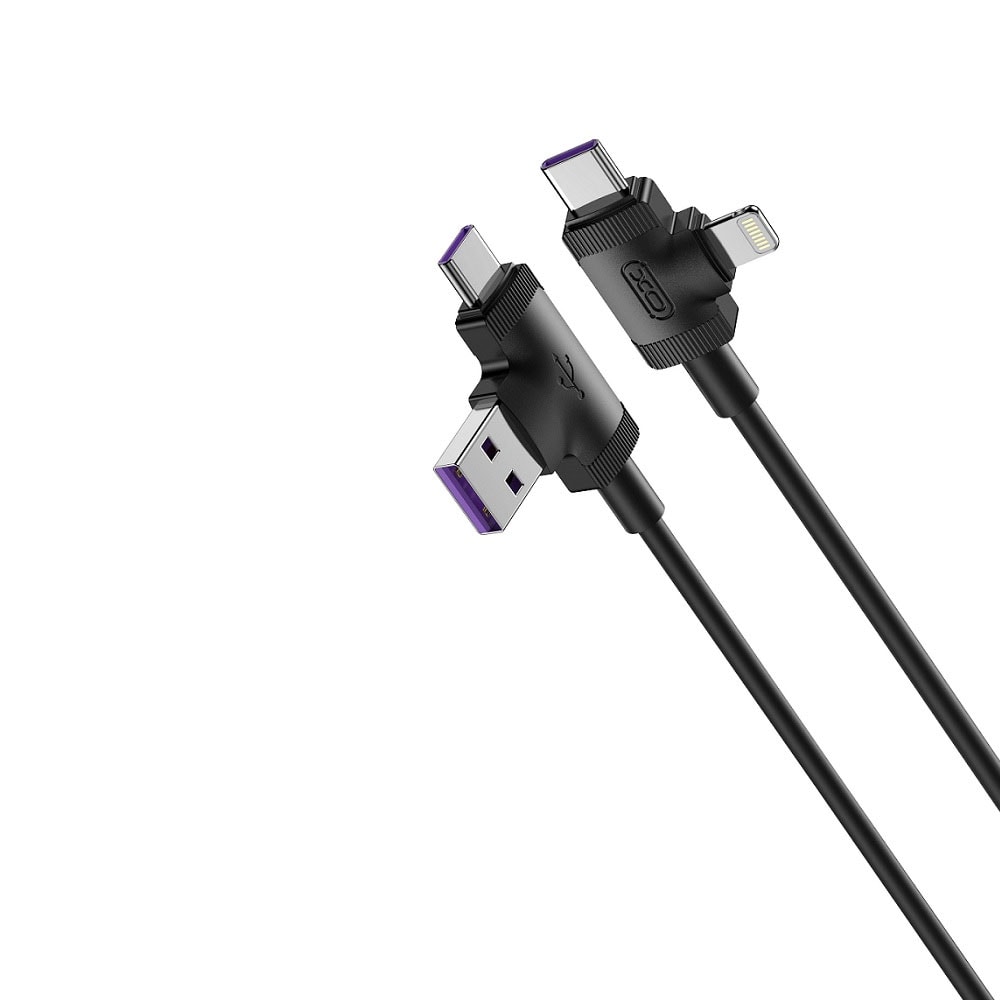 XO 4i1 USB-Kabel USB + USB-C till Lightning + USB-C 1m 3A - Svart